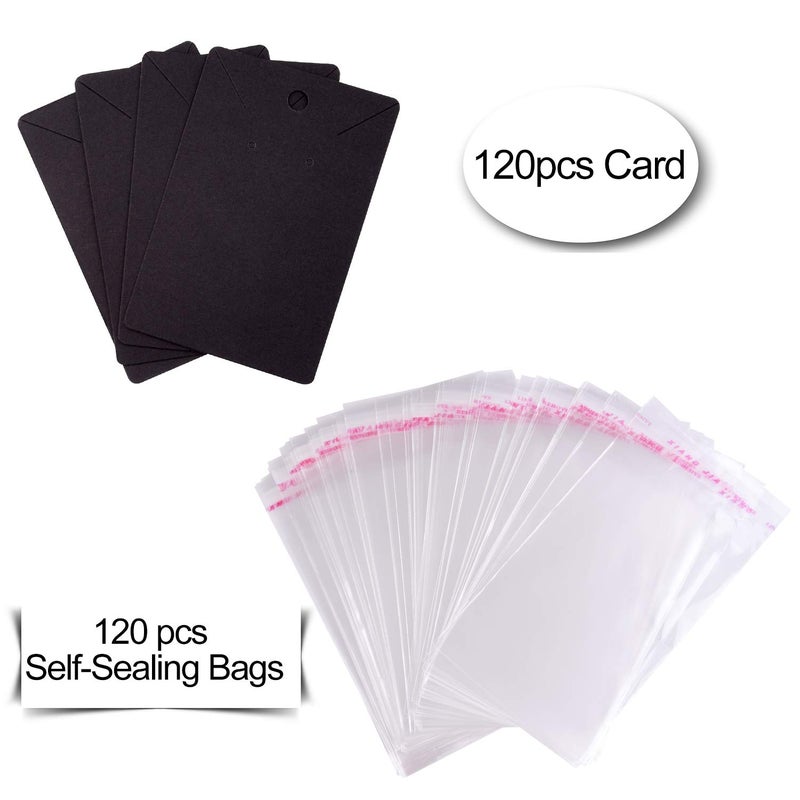 TUPARKA 120 Pcs Earring Display Card, Necklace Display Cards with120Pcs Self-Seal Bags,Earring Card Holder Blank Kraft Paper Tags for DIY Ear Studs and Earrings,3.5 x 2 Inches - Image 3